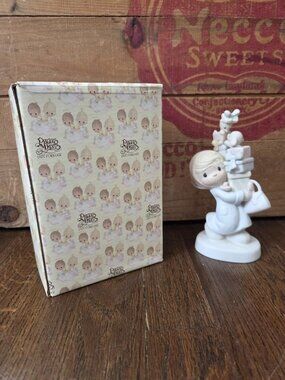 Vintage Precious Moment Figurine "Bundles of Joy" 1982 Christmas Classic